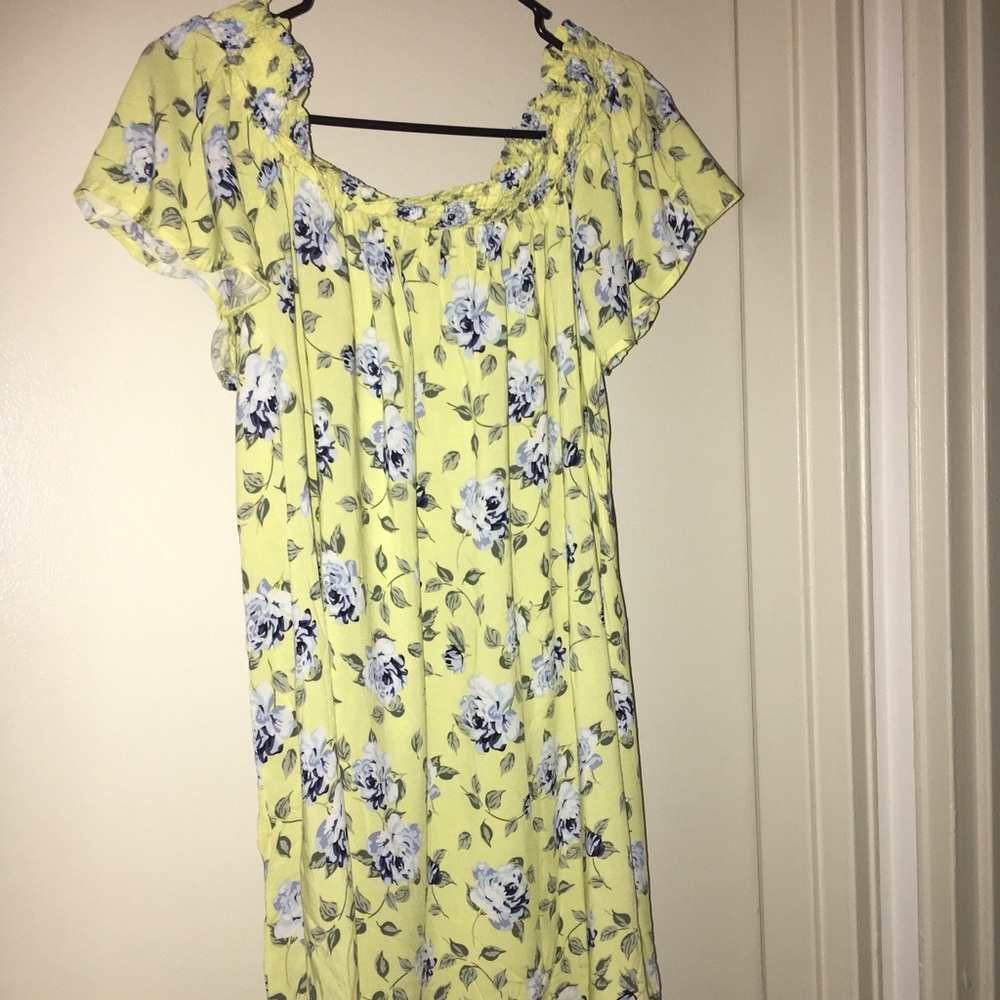 No Comment Yellow off shoulder mini dress XL NWT